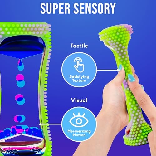 BUNMO Liquid Motion Bubbler Glow-in-The-Dark Sensory Toy for Kids & Adults – Gentle Fidget Toy for Mindfulness – Stimulating Visual Sensory Experience – Colorful Bubble Fidget Timer for Desk & Travel