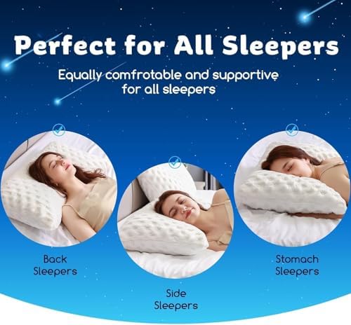 KUCEY Cooling Side Sleeper Pillow for Neck and Shoulder Pain, Luxury Shredded Memory Foam Cool Bed Pillows for Sleeping Set of 1- Adjustable Standard Size- Washable Cover Original White