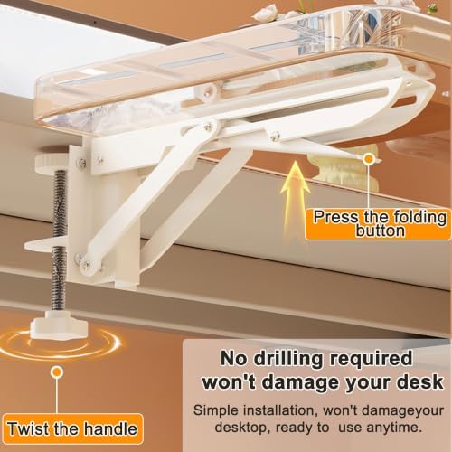 Acrylic Desktop Extension Board,No Drill Clamp-On Desktop Extension Shelf