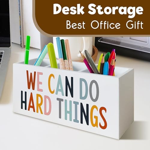 We Can Do Hard Things Pen Holder Pencil Organizer for Classroom Psychologist Office Desk, Inspirational Pen Holder for Speech Therapy Desk Decor
