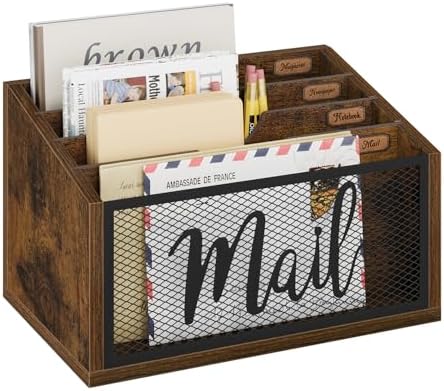 YINMIT Mail Organizer Countertop, 4 Slot Mail Holder for Desk