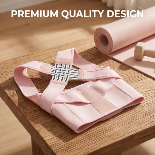 Transform Your Posture with the Back Brace Posture Corrector for Women - Adjustable Upper Support Brace for Neck, Shoulder & Back Straightener - Comfortable & Invisible for All-Day Wear! (Pink, Medium)