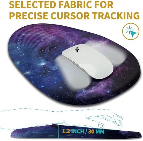 Hokafenle Ergonomic Mouse Pad Wrist Support with Stepped-Wedge Design, Wrist Rest Pain Relief Mousepad Filled with Memory Foam, Carpal Tunnel Mousepad for Wireless Mouse(12x8 inch, Galaxy)