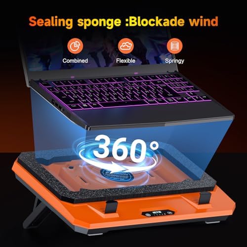 IETS GT300 Upgraded Laptop Cooling Pad with Adjustable Stand, Turbo Boosted Cooler for Rapid Cooling 10-17inch Gaming Laptop, Flexible Sealing Ring，Featuring Air Filtration and USB Hub