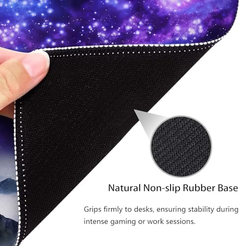Magical White Unicorn Mouse Pad, Fantasy Galaxy Clouds Mountain Desk Mat