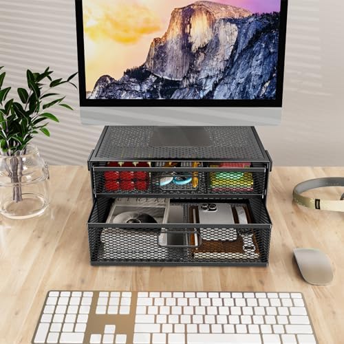 Under Desk Drawer Organizer No Drilling 2 Slide Out Drawer Under Desk Storage Drawer Clamp On Under Desk Management Drawer Organizer Suitable for Home and Office