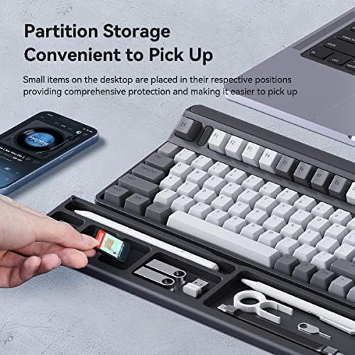 Hagibis Keyboard Wrist Rest Pad Support with Desktop Partition Storage Case, Ergonomic Soft Memory Foam, Anti-Slip Rubber Base for Computer Keyboard, Laptop, Office, Home (Black)