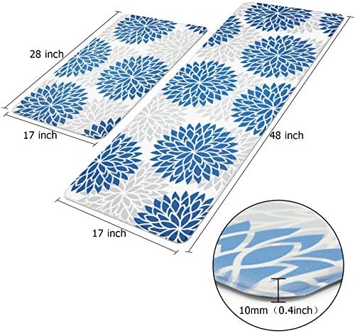 HEBE Anti Fatigue Kitchen Rugs Set of 2, Cushioned Kitchen Mats for Floor