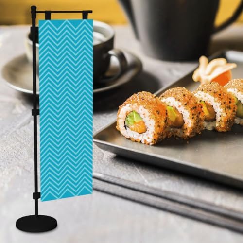 Green and Blue Chevron Deluxe Desk Flag Set, 12 x 4 Inch Miniature Table Flag with 14" Pole & Stand Base
