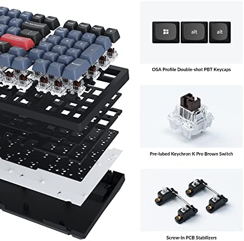 Keychron K4 Pro Custom Wireless Mechanical Keyboard, 100 Keys Hot-swappable QMK/VIA Programmable Macro with K Pro Brown Switch RGB Backlit Compatible with Mac Windows Linux - Black