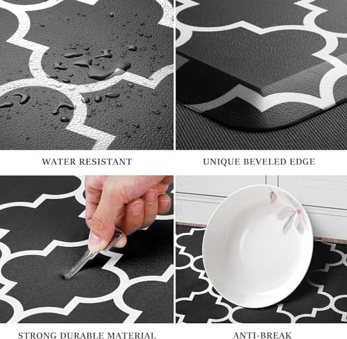 WISELIFE Anti Fatigue Mats for Kitchen Floor, 22" x 36", 4/5 Inch, Black