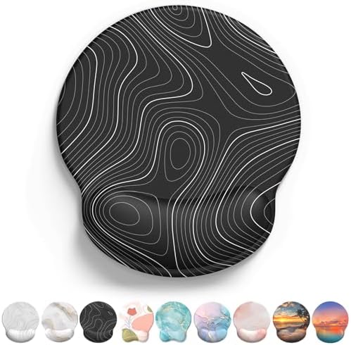 eulps Mouse Pad with Wrist Rest, Comfortable Computer Mousepad with Gel Wrist Support Smooth Surface and Non-Slip PU Base for Pain Relief, Laptop, Office & Home (Black Line)