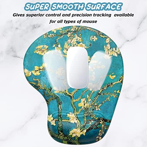 Hsurbtra Ergonomic Mouse Pad with Wrist Rest Support, Gel Mouse Pads with Non-Slip PU Base, Pain Relief Memory Foam Computer Mat, Cute Office Supplies Desk Decro Accessories, Blue