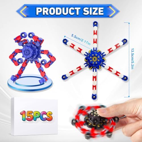 Transformable Fidget Spinners,15PCS Funny Sensory Fidget Toys Adults