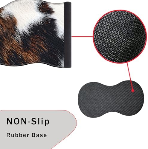 Mouse Pad with Wrist Support + Desk Mat + Coaster 3 in 1 Set, XXL Large Gaming Mousepad Ergonomic Mouse Pads for Desk Computer Laptop Office,Cute Cowhide Brown Black Cow