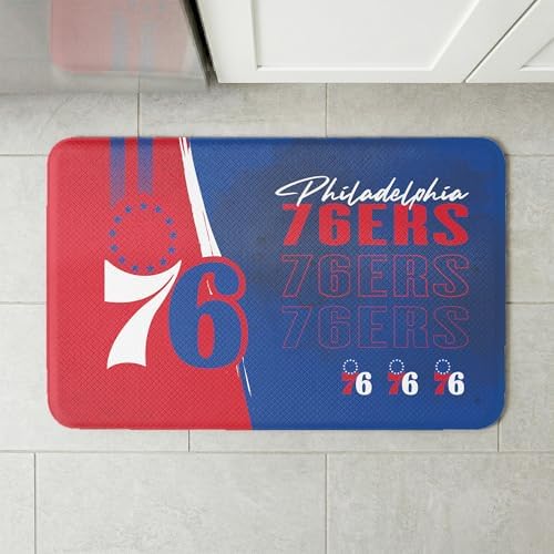 Northwest NBA Philadelphia 76ers Embossed Anti-Fatigue Mat, Cushioned Kitchen Floor Rug, Non-Slip PVC Standing Comfort, 18 x 30 in