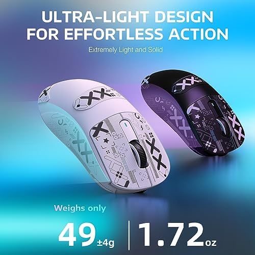 ATTACK SHARK X3 49g Ultra-Lightweight Wireless Gaming Mouse, White&Tape