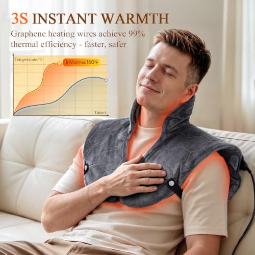 2X Graphene-Infused Heating Pad for Neck and Shoulders and Back