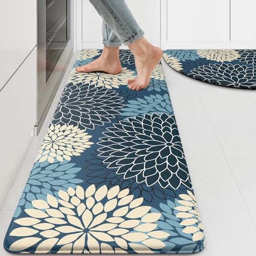 KIMODE Half Circle Anti Fatigue Mats for Kitchen Floor Rug Sets of 2