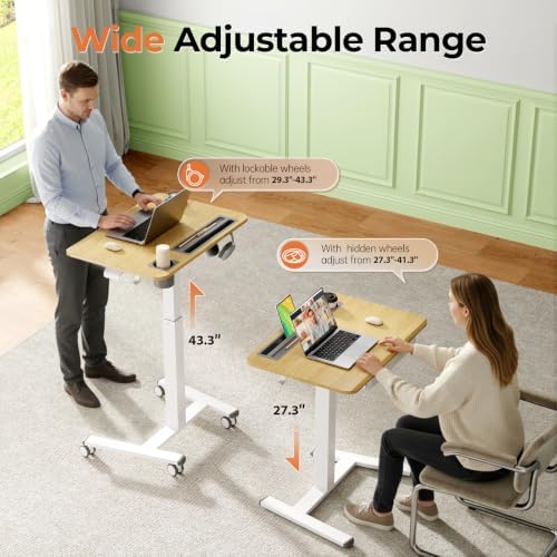 28" Mobile Standing Desk with Drawer, Portable Laptop Desk