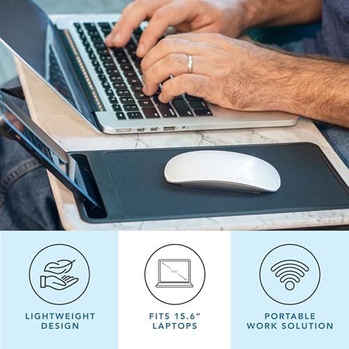 LAPGEAR Home Office Left-Hand Lap Desk – White Marble, Fits 15.6” Laptops