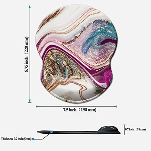 Mouse Pad with Wrist Support, Non Slip Mousepad Wrist Rest for Office, Computer, Laptop & Mac-Comfortable & Lightweight Ergonomic Support Mouse Mat(Beige Purple Marble-Wrist)