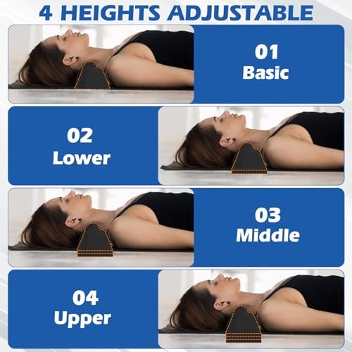 Neck and Shoulder Relaxer, Cervical Traction Device for Cervical Spine Alignment, Neck Stretcher Chiropractic Pillows for Neck Pain Relief, Cervical Traction Block, Neck Massager