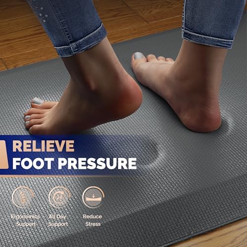 FEATOL Anti Fatigue Mat for Standing Desk & Kitchen Floor, 9/10 Extra Thick