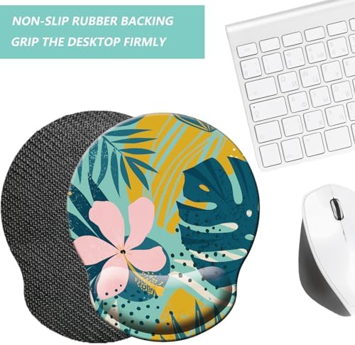 Mouse Pad with Wrist Support, Ergonomic Mouse Pad with Memory Foam Wrist Rest Cushion, Non-Slip Rubber Base Gaming Mice Pad for Home Office Computer Laptop, Petal