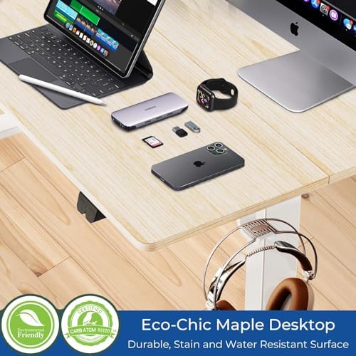 Our Modern Space Height Adjustable 40" Electric Standing Desk - Upgraded Ultra Durable Home Office Large Rectangular Computer Table or Laptop Sit Stand Workstation - 40 x 24 Inch