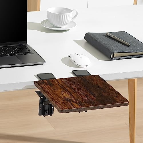 ETHU Compact Foldable Desk Extender Tray with Clamp, 9.4x9, Walnut