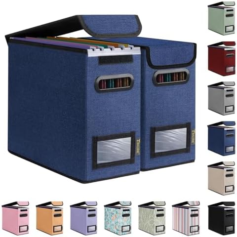BALEINE File Organizer Box with Lid, Collapsible Hanging File Storage Box