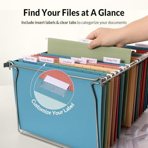 SUNEE Hanging File Folders Retro Colors, 25 Pack Letter Size File Folders with 1/5-cut Tabs, Stay Organized for Your Home and Office Bulk File and Documents