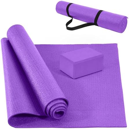 Fitvids All Purpose Thick High Density No Tear Exercise Yoga Mat with Strap & Lightweight Features for Indoor & Outdoor Use