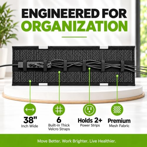 Perfect Posture Cable Management Tray Clamp Mounted Desk Organizer - 38"