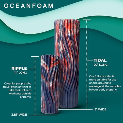 Oceanfoam Tidal Exercise Foam Roller (Red, Dark Navy & Natural Marbled)