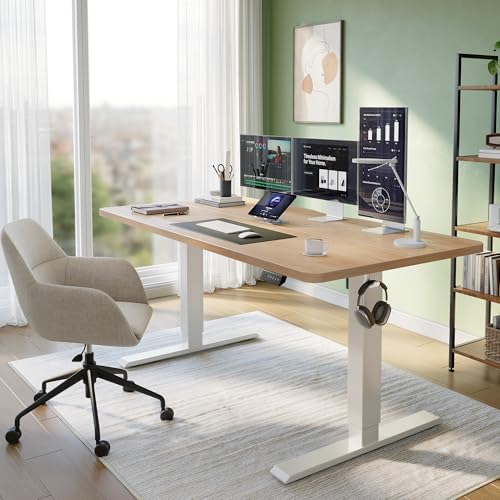 CubiCubi 48 x 24 Electric Height Adjustable Standing Desk, Maple