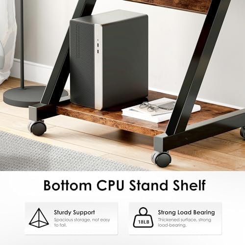 sogesfurniture Small Mobile Computer Desk with Keyboard Tray
