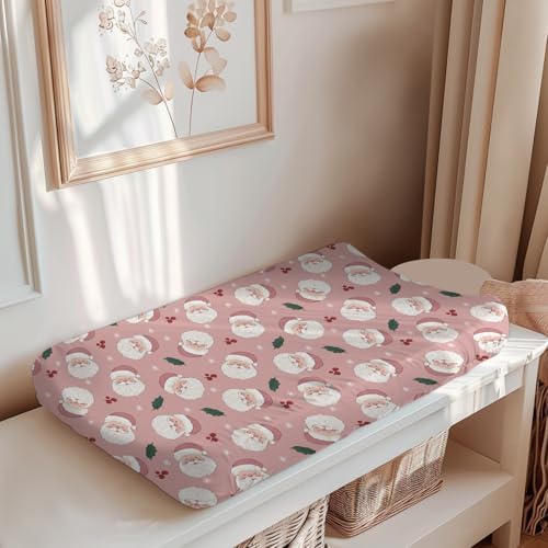 Christmas Theme Winter Holiday Snowflakes Leaves Pattern Baby Changing Pad Cover, Unisex Christmas Nursery Diaper Changing Table Pad Mat Sheet for Boys Girls-16x32