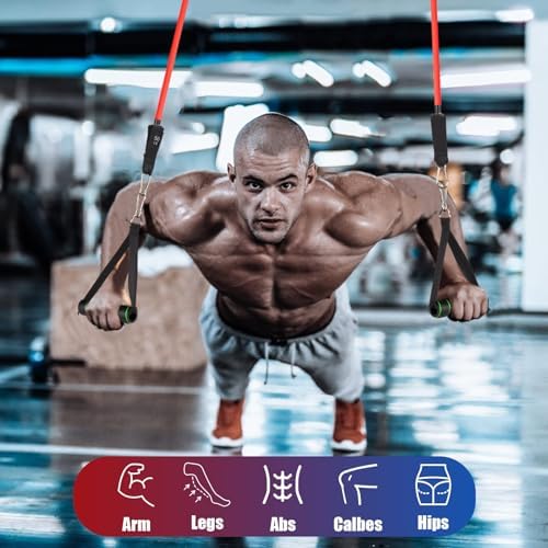 WIKDAY Exercise Resistance Bands with Handles for Working Out Workout Bands Set with Door Anchor for Physical Therapy, Yoga, Pilates