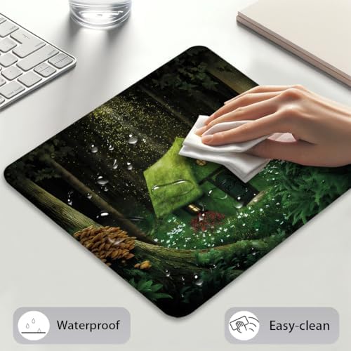 Fantasy Fairy Tale Mouse Pad, Surreal Forest House in Moss Design Desk Mat