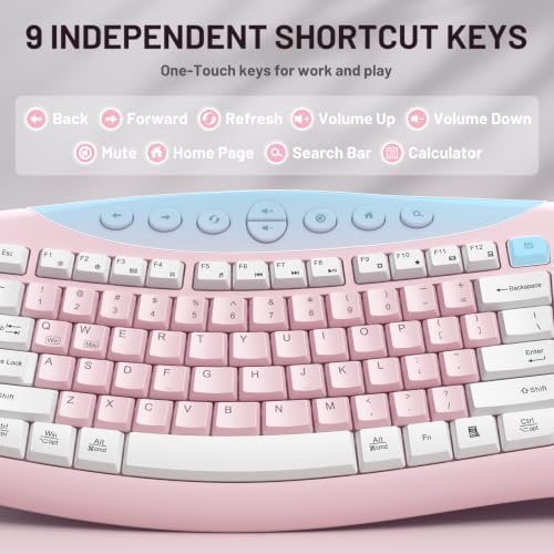 Wireless Keyboard and Mouse Combo Silent Ergonomic Curved Design for Office