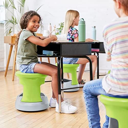 ECR4Kids Active Storage Wobble Stool, 15in Seat Height, Childrens Furniture, Lime Green/Light Grey