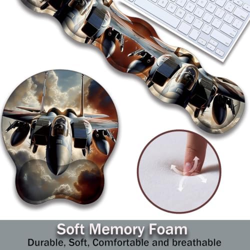 Ergonomic Keyboard Wrist Rest & Mouse Wrist Support Set with Lace Coaster, Gel Memory Foam Anti-Slip Base, Pain Relief for Typing, Air Force Patriotic