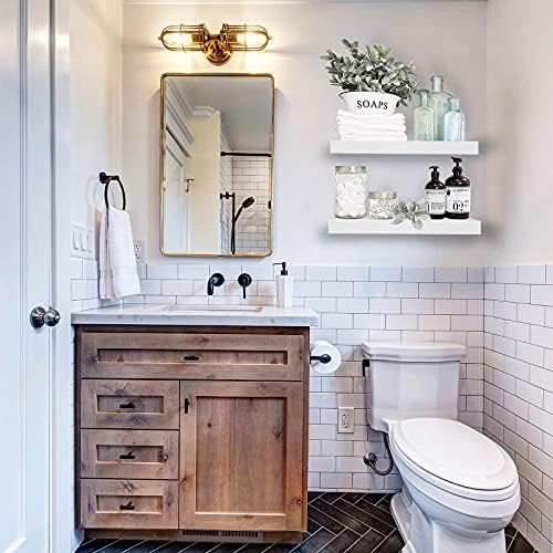 QEEIG Bathroom Floating Shelves for Wall (White, Set of 2, 15.7")