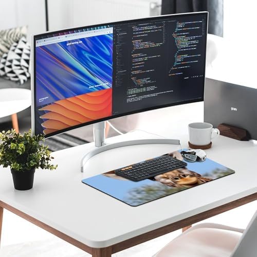 Animal Giraffe Stretching Head Long Neck Closeup Cute Large Mouse Pad Gaming Mousepad Desk Pad for Keyboard and Mouse Mat Non-Slip Base 30x60cm, Style