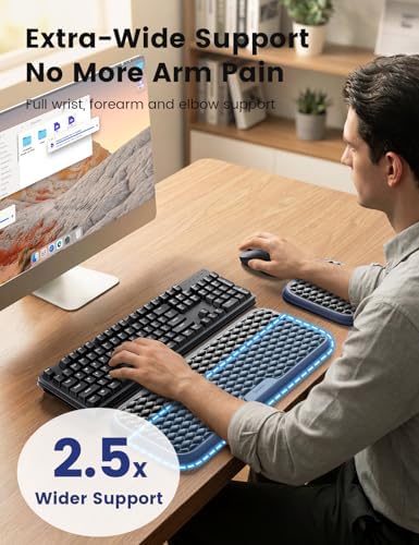 Vaydeer Extra Large Wide Wrist Rest Set for Keyboard and Mouse, Computer Ergonomic Wrist Support, Arm Elbow Pad Mouse Rest, Typing Pain Relief Soft Memory Foam Desk Cushion for Office Work Gaming