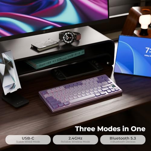 OOCTPK Mechanical Keyboard, Chilkey ND75 LP Wireless Gaming Keyboard with LCD Screen, Bluetooth 5.3/2.4G/USB-C, Hot Swappable Per-Key RGB Custom, Thin Front, Wrist Rest, Full-Aluminum, PC/Mac Support