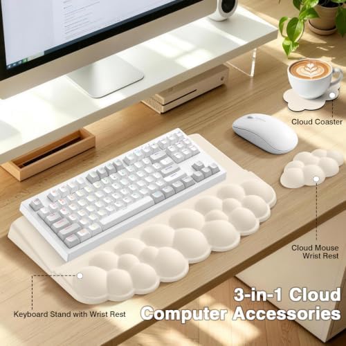 Sushret Cloud Wrist Rest with Keyboard Stand, Keyboard Riser with Wrist Pad