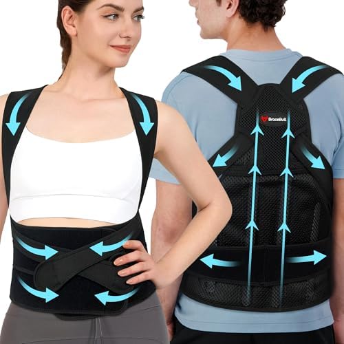 Posture Corrector for Men and Women, Adjustable Upper Back Support, Shoulder Alignment Brace for Better Posture and Daily Comfort – Wearable Under Clothes (Medium 31.5-37.4‘’)